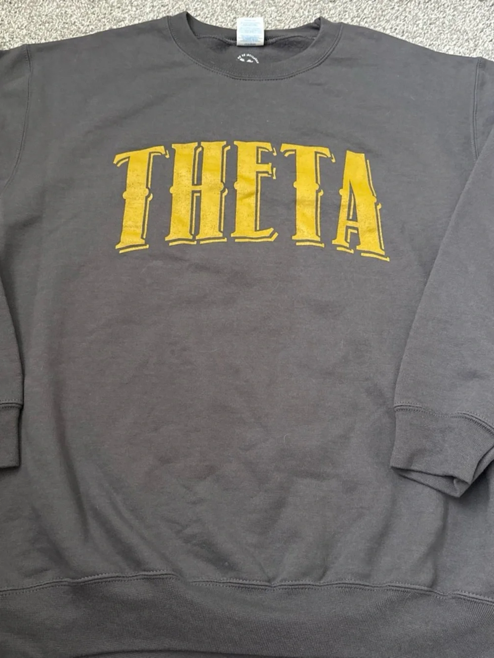 Theta Graphic Crewneck Sweatshirt - Grey with Gold Lettering